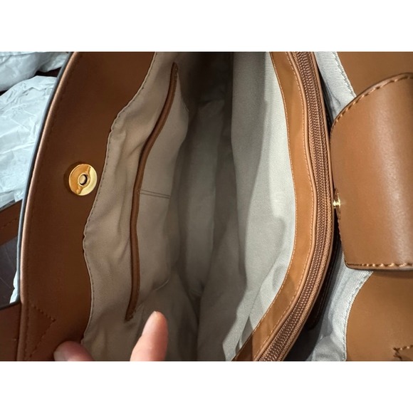 NWT Nine West Sutton Place Tote Bag Caramel Canvas Woven Cage WGN111623 - Picture 11 of 14